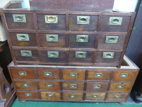 A large qty of wooden filing drawers, 2 metal filing cabinets, parts of a wooden writing table & qty - Image 2 of 2