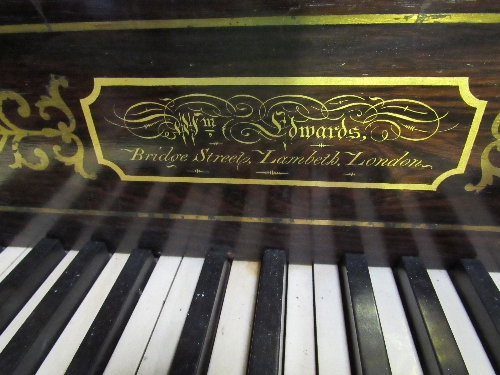 Early 19th century mahogany cased square piano by William Edwards, Bridge Street, Lambeth with 5 - Image 2 of 11