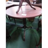 Circular tilt-top pedestal table, 27' diameter & one other pedestal wine table