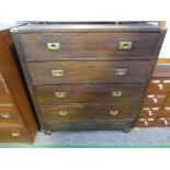 Oak military-style 4 drawer chest, 41' x 47' x 18'