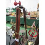 2 binocular tripods with binoculars, telescopyard in leather case, optical artefact on stand & a