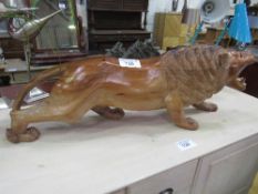 Carved wood lion