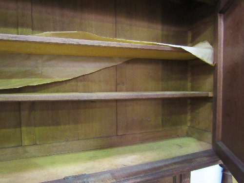 French carved oak dresser of 2 cupboards over 2 frieze drawers & double cupboard, 55" x 87" x 22" - Image 4 of 5