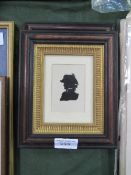 A pair of Georgian-era silhouette pictures in black & gold frames