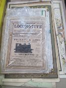 Collection of vintage magazines & posters, covering Trains, Home Mechanics, Victorian Machinery, old