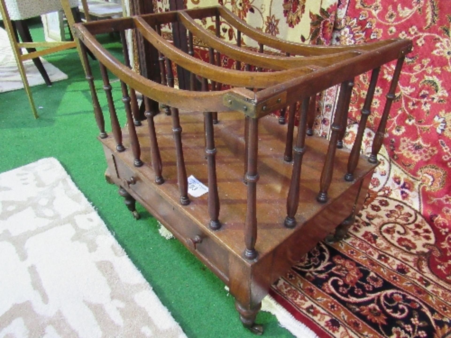 Victorian mahogany Canterbury with drawer, on casters - Image 2 of 2