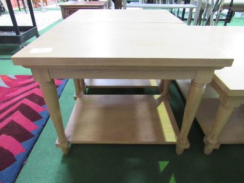 A pair of oak finish display tables, 25.5" x 19" (top) x 20" high - Image 2 of 4