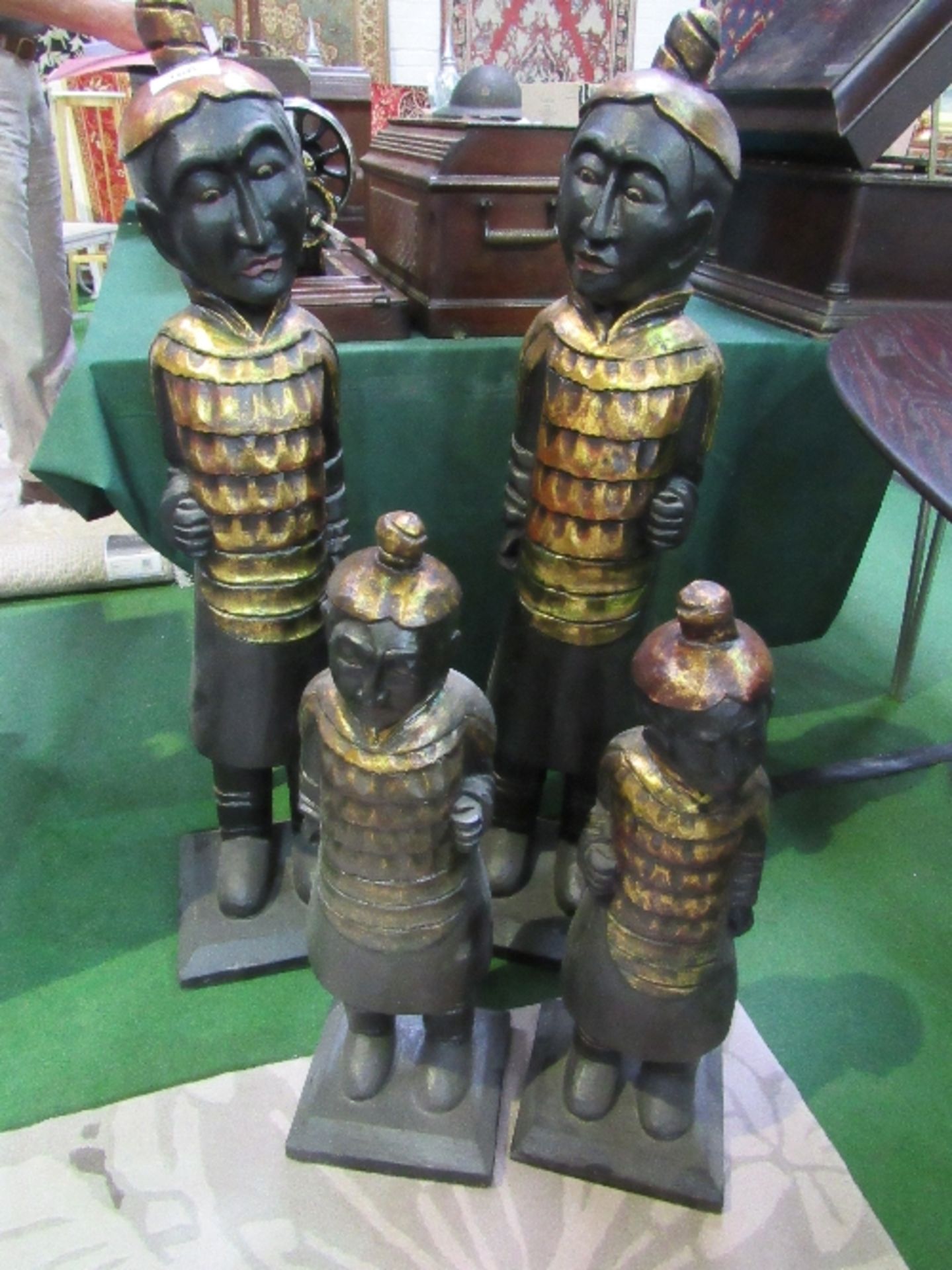 2 large & 2 small oriental-style figurines