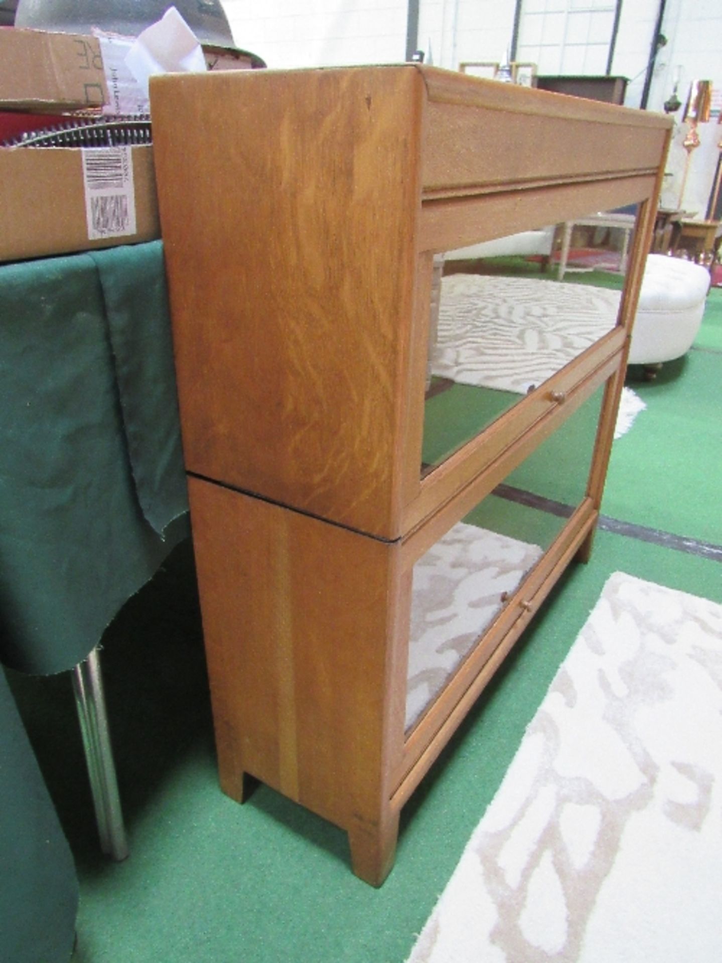 Globe Wernicke-style, medium oak, two compartment stackable barrister bookcase.(minor historical - Image 2 of 4