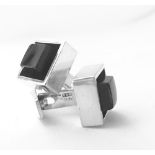 Danish made 1970's smoky quartz silver cufflinks by Hans Hanson