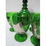 Glass decanter & 4 matching glasses