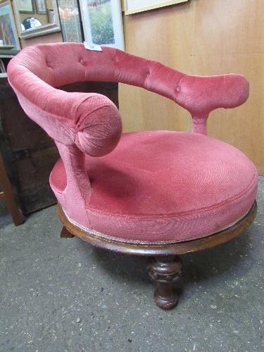 Pink upholstered open arm lady's drawing room chair - Image 2 of 2