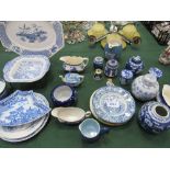 Qty of blue & white china including Meakin & Denby