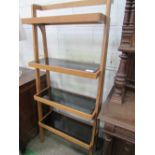 'A' frame with 4 open glass display shelves, 30" x 69" x 11"