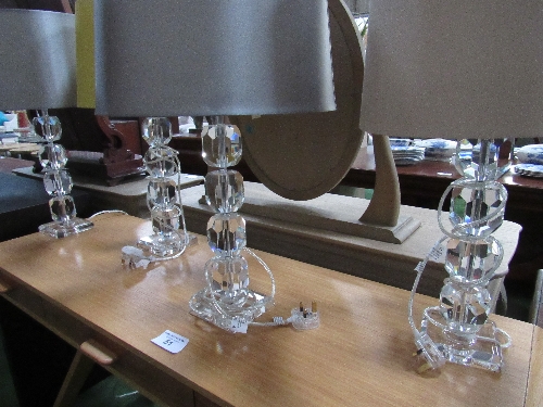 4 matching glass table lamps with shades - Image 4 of 7