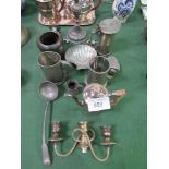 Qty of silver plate & pewter items including an old pewter lidded tankard with profuse touch marks