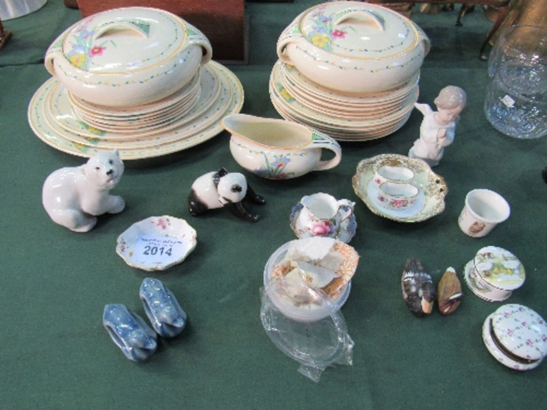 Qty of Burleigh ware, hand painted Art Deco style part dinner ware & various small ornaments