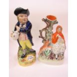 Staffordshire Toby jug, 'Hearty Good Fellow', circa 1850 & a Staffordshire Red Riding Hood flat