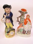Staffordshire Toby jug, 'Hearty Good Fellow', circa 1850 & a Staffordshire Red Riding Hood flat