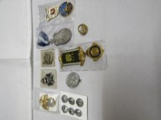 Qty of Masonic medals & military cap badges