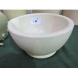 Large cream coloured ceramic pestle, 10.25" diameter x 5.5" high