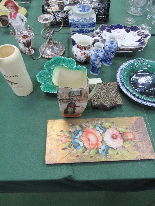 A similar lot, including Royal Doulton 'Artful Dodger' jug, a 3 branch silver plate candlestick &
