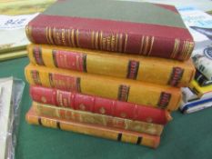 6 leather bound books mostly in French including a 1920's French Guide Book & other literature