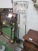 2 ornate chrome & glass floor-standing lamps