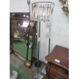 2 ornate chrome & glass floor-standing lamps