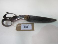 A large pair of antique brass mounted Wilkinson & Son, Sheffield 'Approved Linen Blades' clothier'