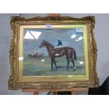 Ornate gilt framed & glazed watercolour of 'Sunbright' with jockey, signed John Beer, (1883 - 1915),