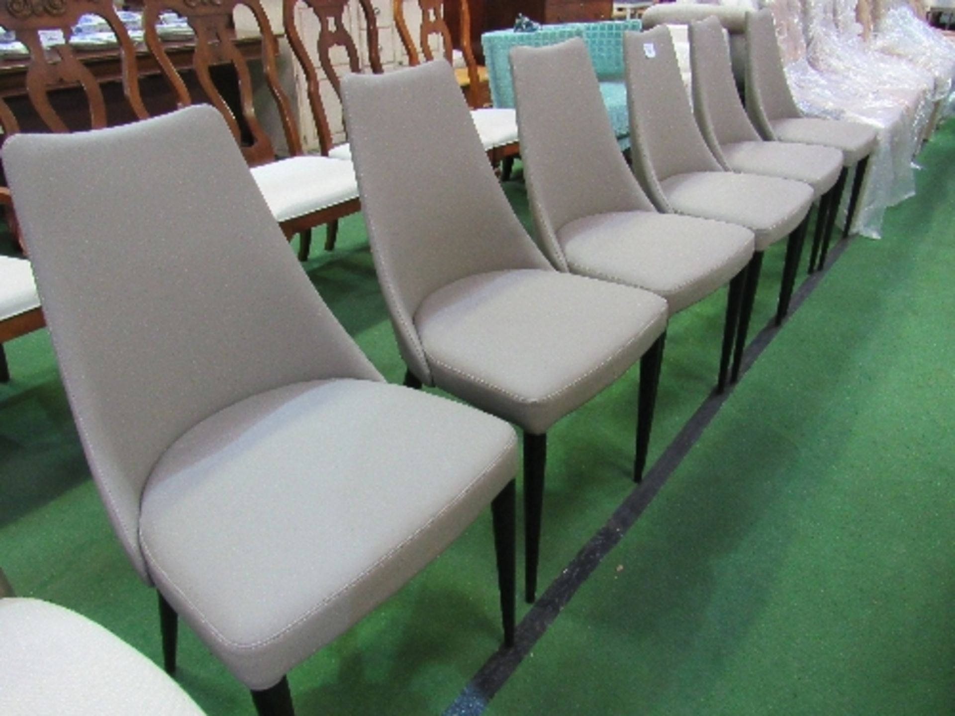 A set of 6 grey leather-effect upholstered dining chairs - Image 3 of 3