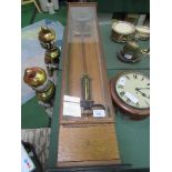 Oak & glass cased electronic regulator clock with visible movement, 61" high x 12" wide