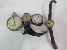 Vintage lady's silver pocket watch, lady's silver cased wrist watch & 2 other watches