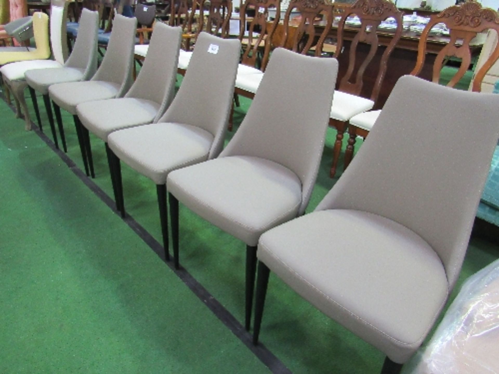 A set of 6 grey leather-effect upholstered dining chairs - Image 2 of 3