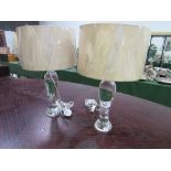 2 glass table lamps & shades