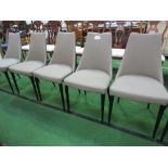 A set of 6 grey leather-effect upholstered dining chairs