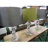4 matching glass table lamps with shades