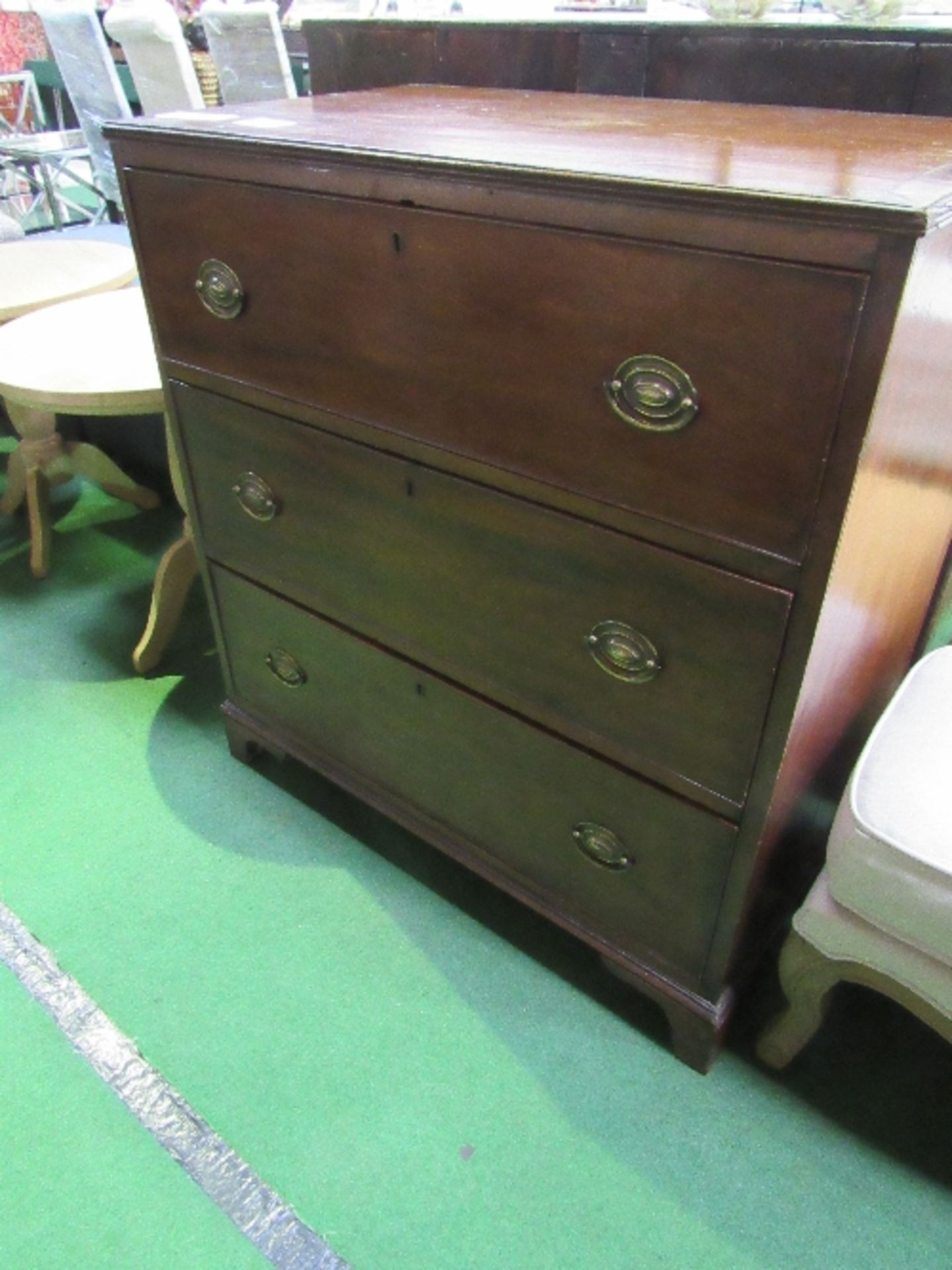 Victorian mahogany chest of 3 drawers - Image 2 of 4
