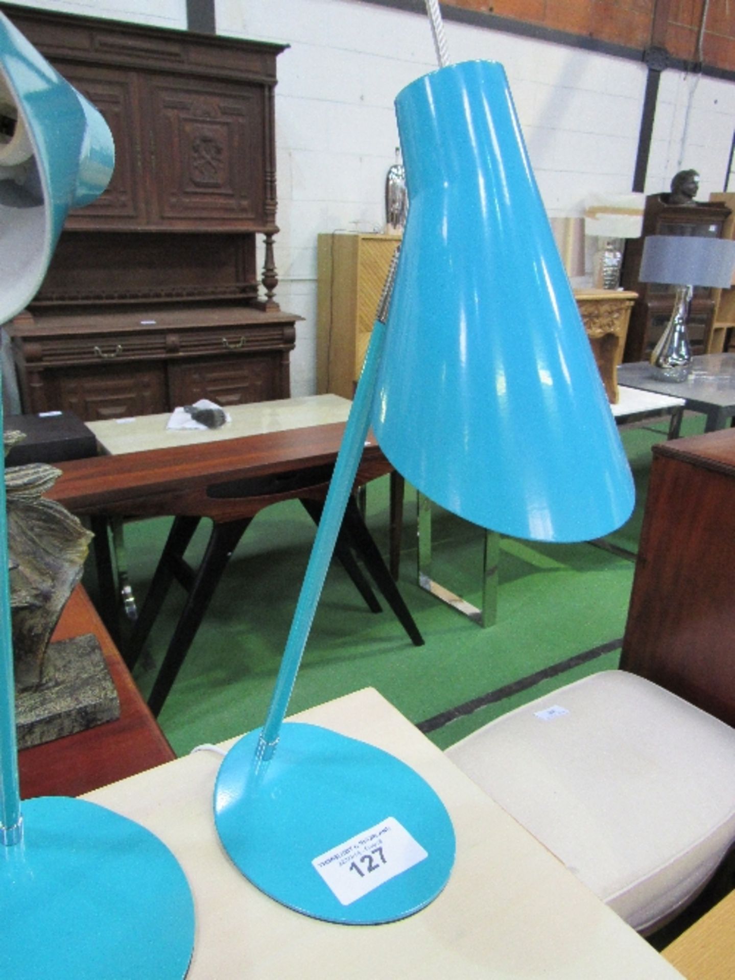 2 light blue coloured desk lamps - Image 2 of 2