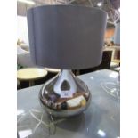 Bulbous mirror-effect table lamp & shade