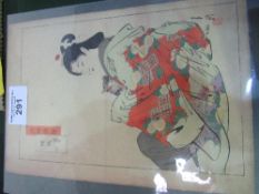 Japanese woodblock print by Ogato Gekko entitled 'Keisei Usugumo', circa 1885-1899