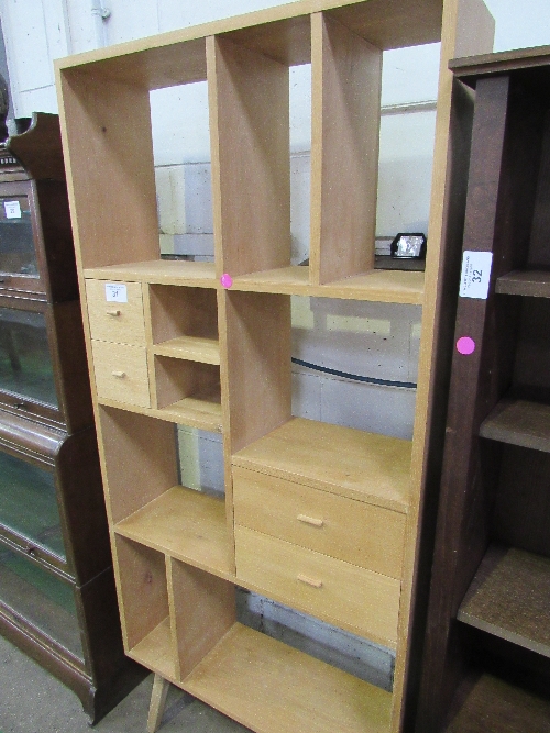 Oak finish display or storage unit, 31.5" x 71" x 10" - Image 2 of 2