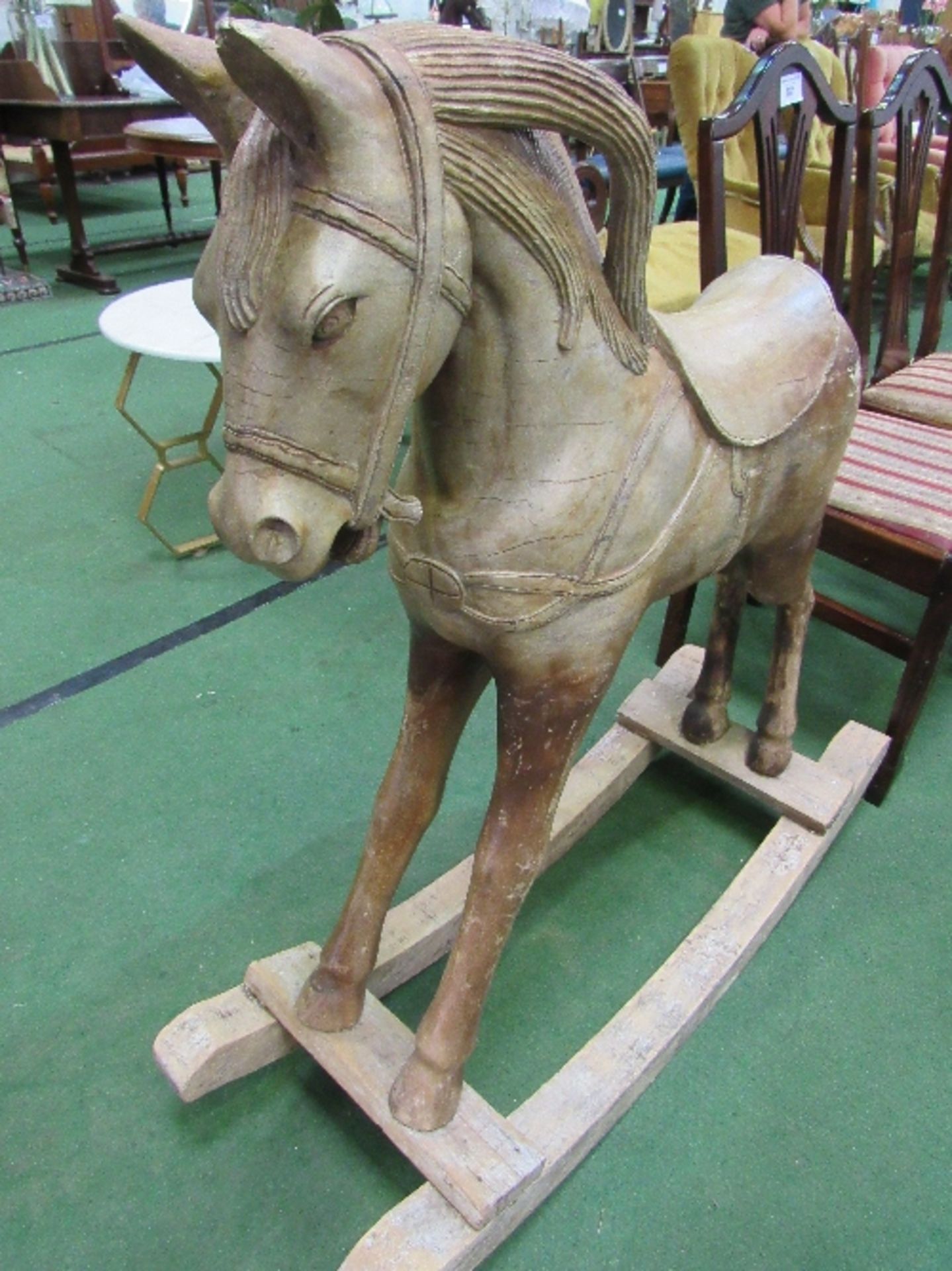 Carved wood horse on rockers - Image 2 of 3