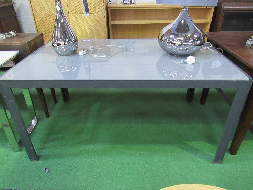 Glass topped metal framed table, 59" x 35.5" (top) x 29" (high) - Image 2 of 2