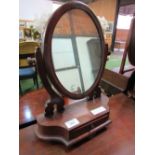 Mahogany framed toilet mirror on stand with a drawer