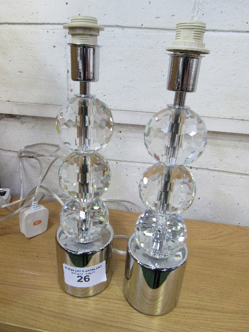 A pair of glass table lamps