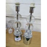 A pair of glass table lamps