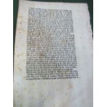 A leaf of double-sided printing in the types of William Caxton, believed to be from 'The