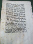 A leaf of double-sided printing in the types of William Caxton, believed to be from 'The